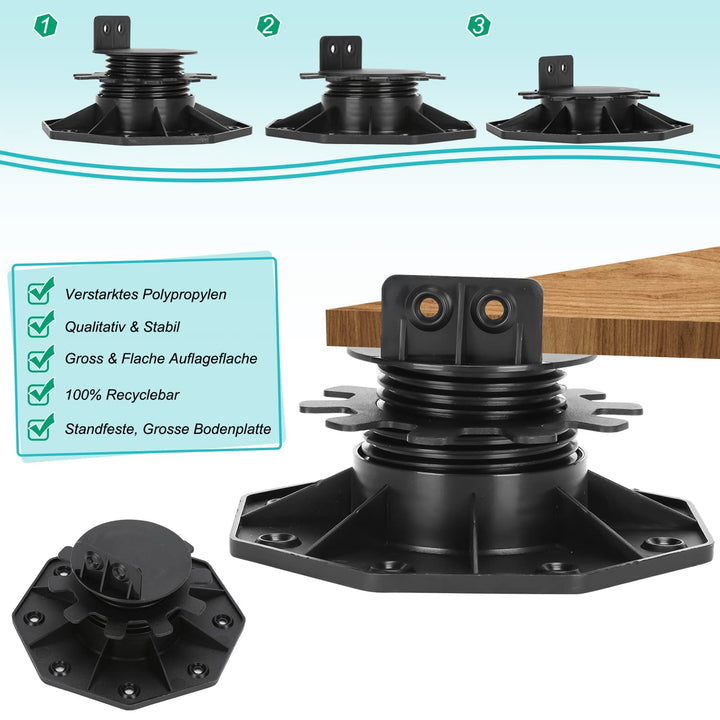 Daromigo Stelzlager Terrassenlager, 40 Stück Höhenverstellbar 30-60mm Stellfüsse Terrassenlager, Pla