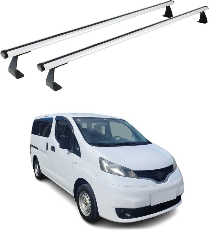 Dachträger Gepäckträger Relingträger kompatibel mit Nissan NV200 2010-2023 Alu Silber 2 TLG