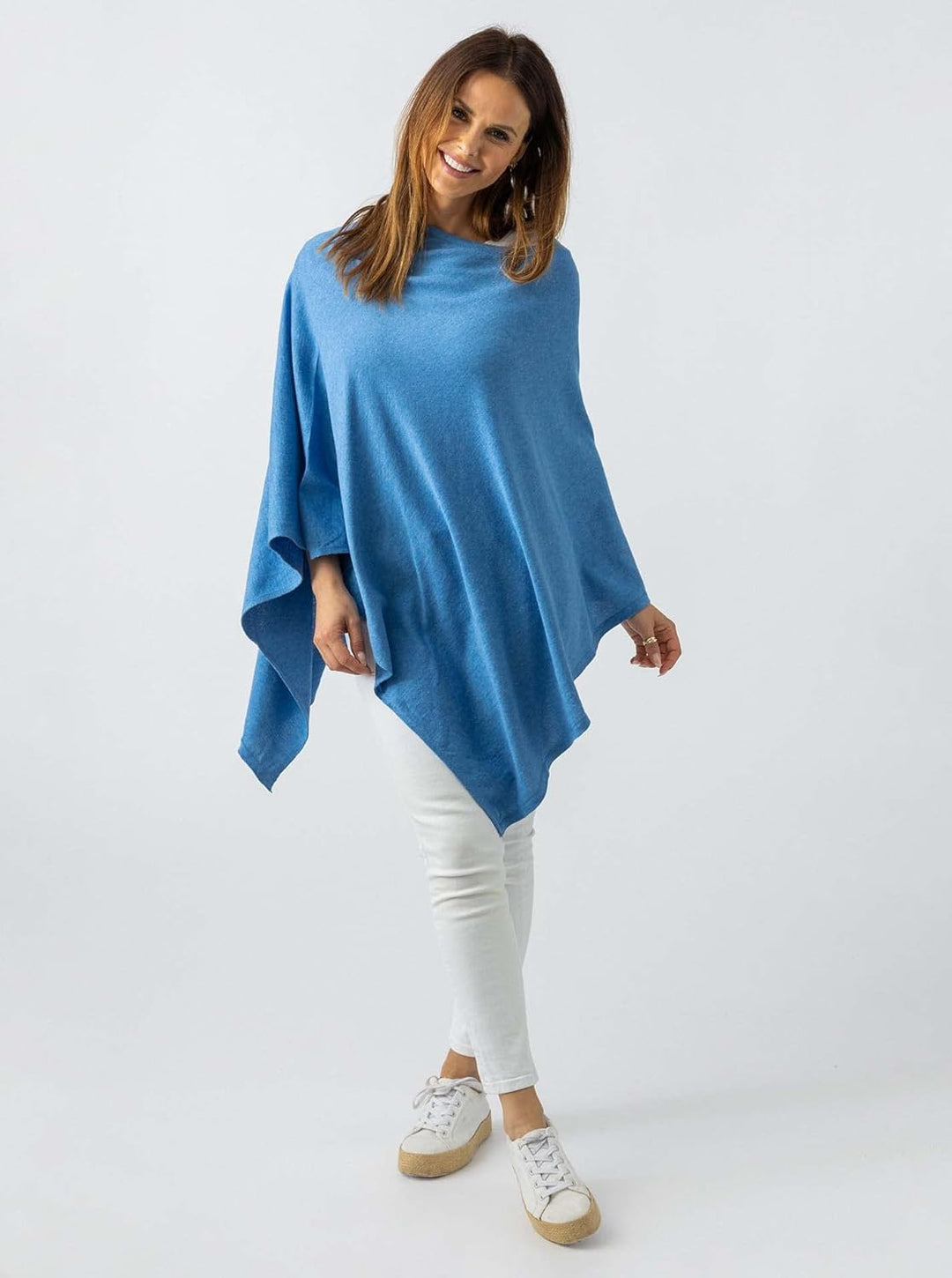 Zwillingsherz Poncho-Schal mit Baumwolle - Hochwertiges Cape für Damen - XXL Umhängetuch und Tunika