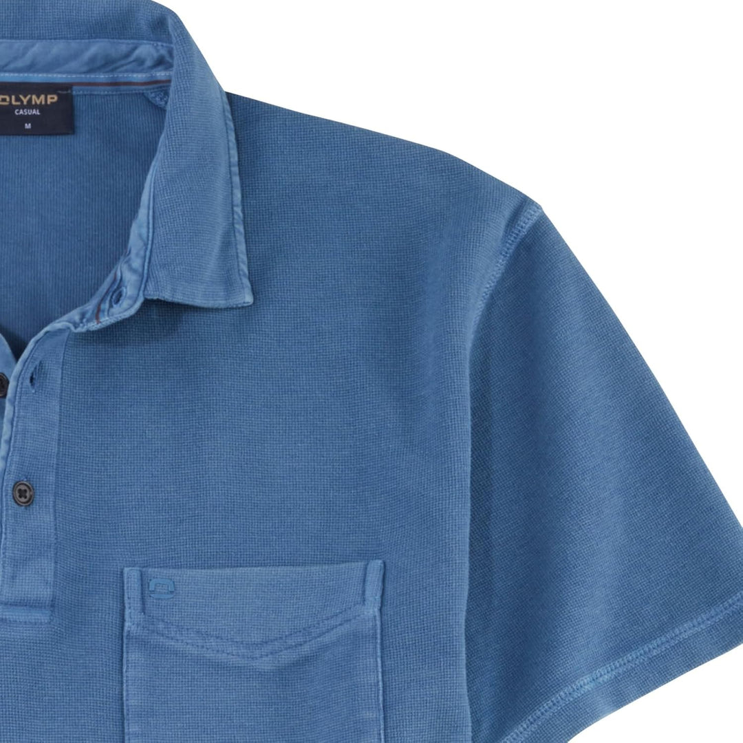 OLYMP Herren Polo-Shirt Kurzarm Casual Wirk,Uni,Regular fit S Rauchblau 13, S Rauchblau 13