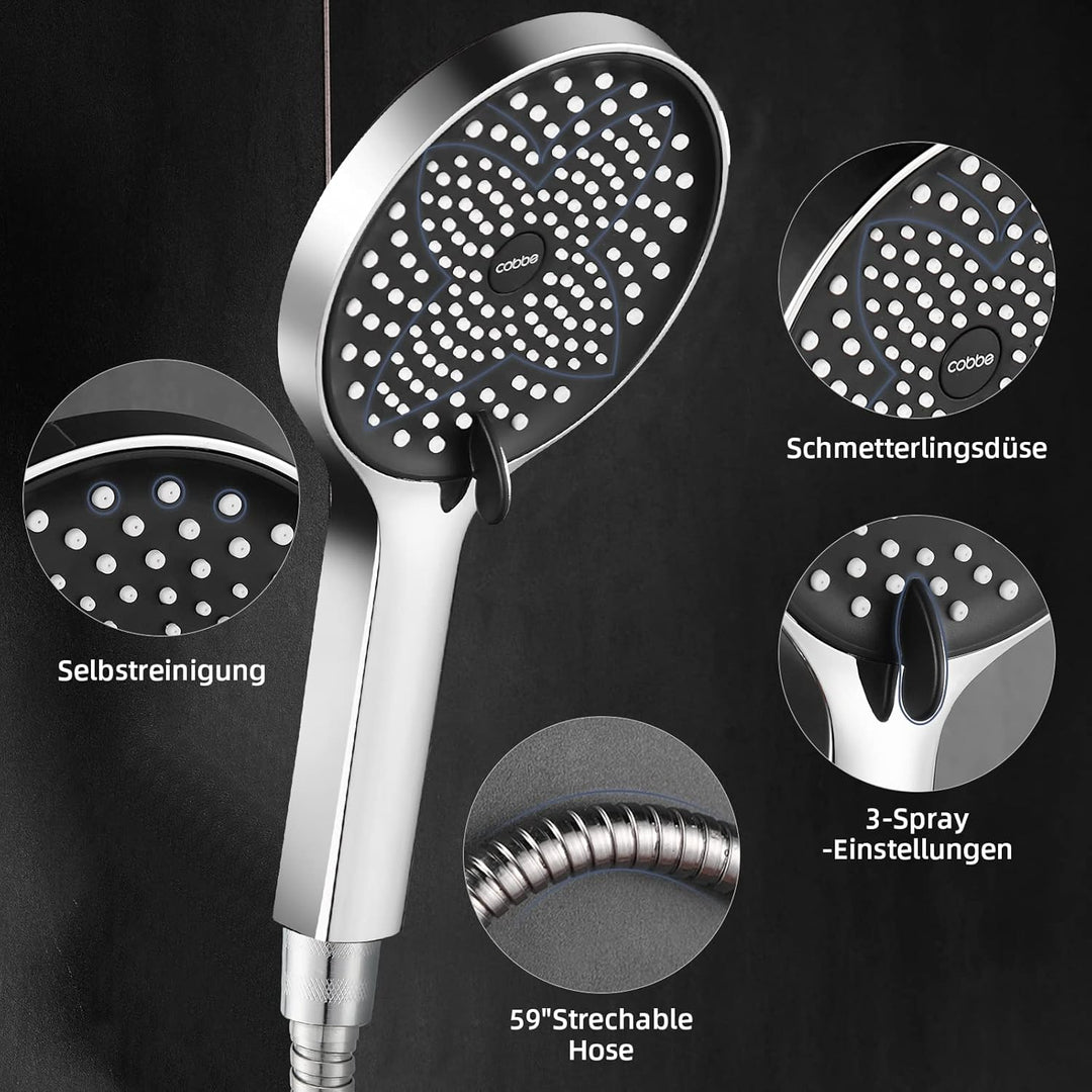 Cobbe Duschkopf Wassersparender, Sparduschkopf, Duschkopf mit Schlauch, Grossem Regendusche Duschkop