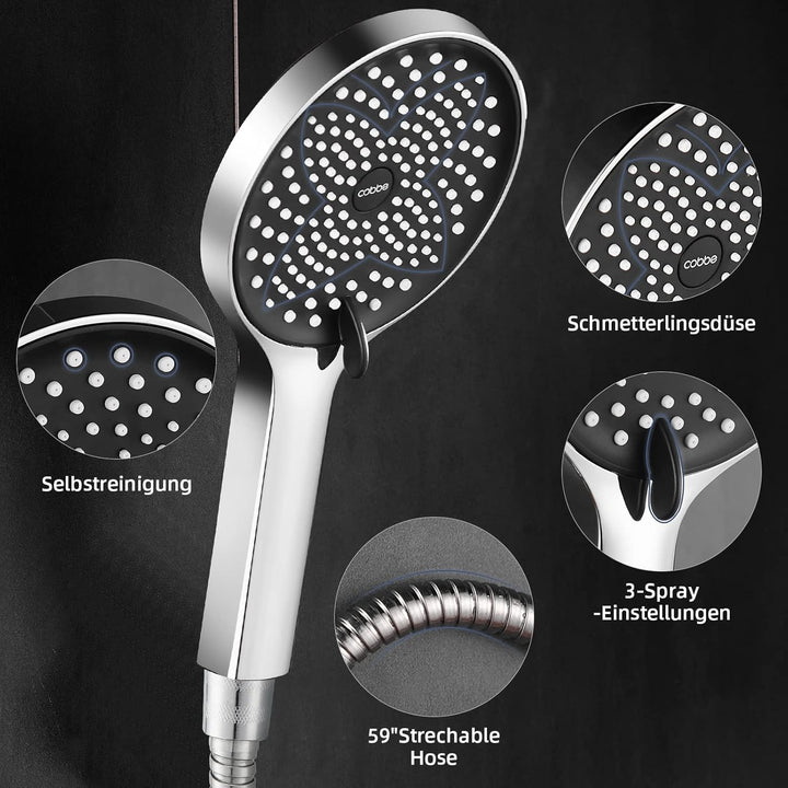 Cobbe Duschkopf Wassersparender, Sparduschkopf, Duschkopf mit Schlauch, Grossem Regendusche Duschkop