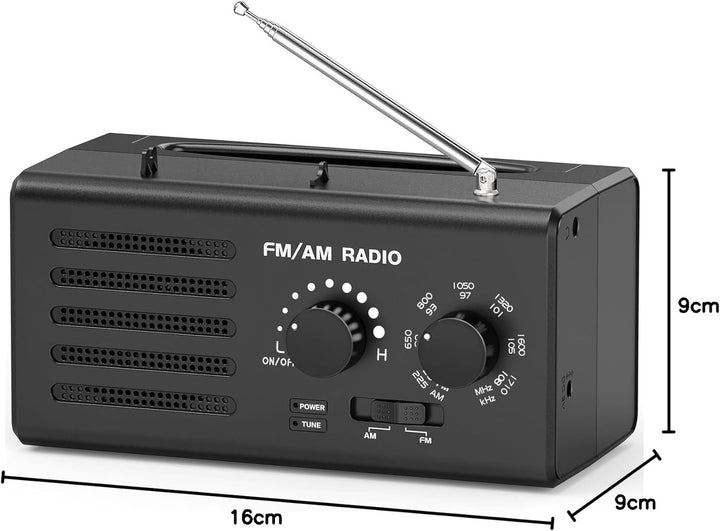 Transistorradio – AM FM Tragbares Radio mit Bestem Empfang, Eingebautem Lautsprecher, Kopfhöreransch