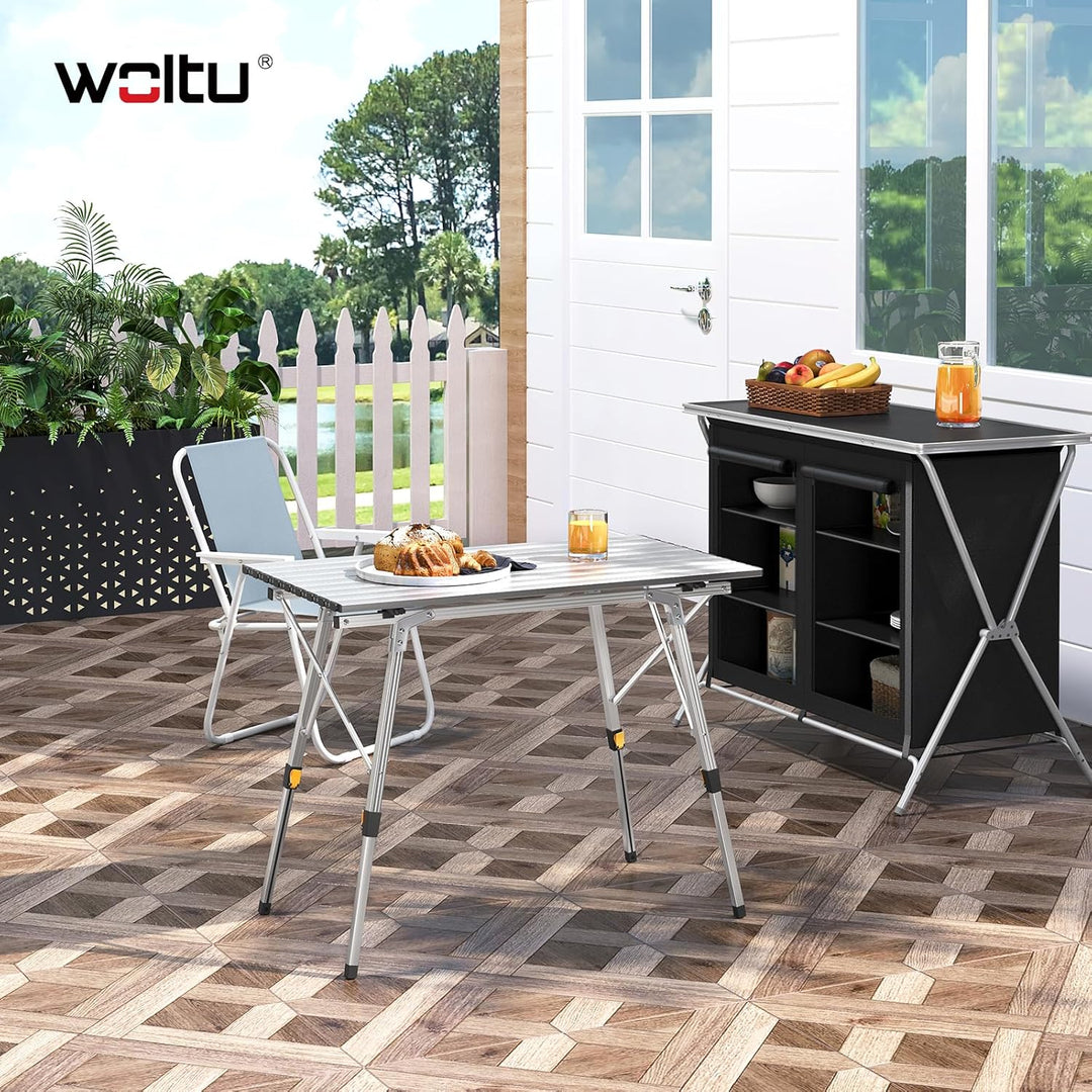WOLTU Campingtisch Klapptisch aus Alu Gartentisch Balkontisch Reisetisch zusammenklappbar, mit Packt
