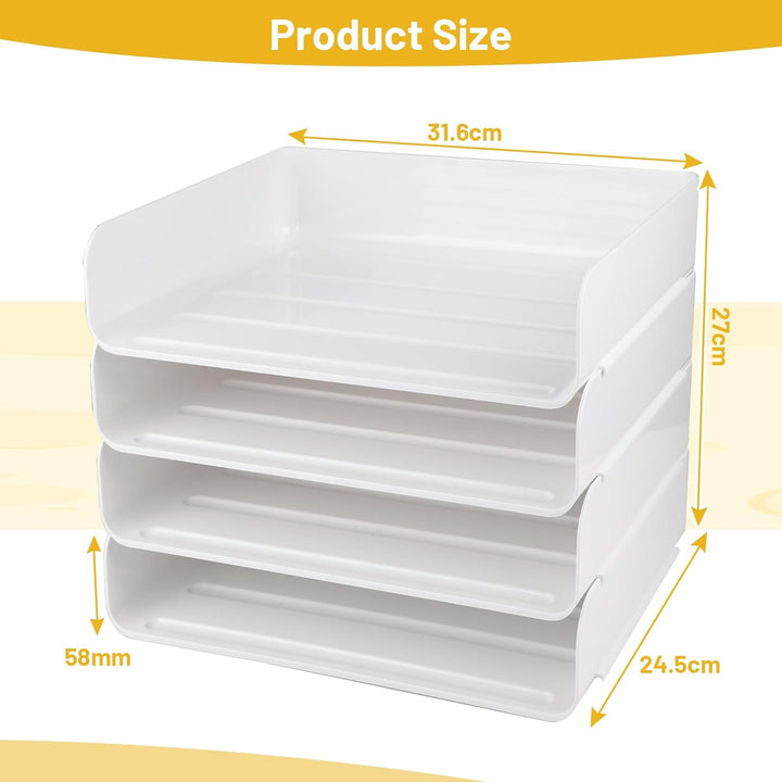 DBREAKS 4 Stöckige Ablagekorb, stapelbare Briefablage, Dokumentenablage fĂŒr A4, Schreibtischablage a