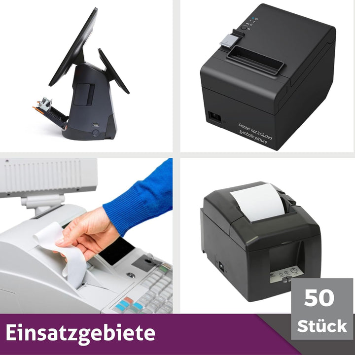 Thermorollen 80mm x 80m x 12mm | Kassenrollen | Bonrollen für Registrierkasse mit Bondrucker | Therm