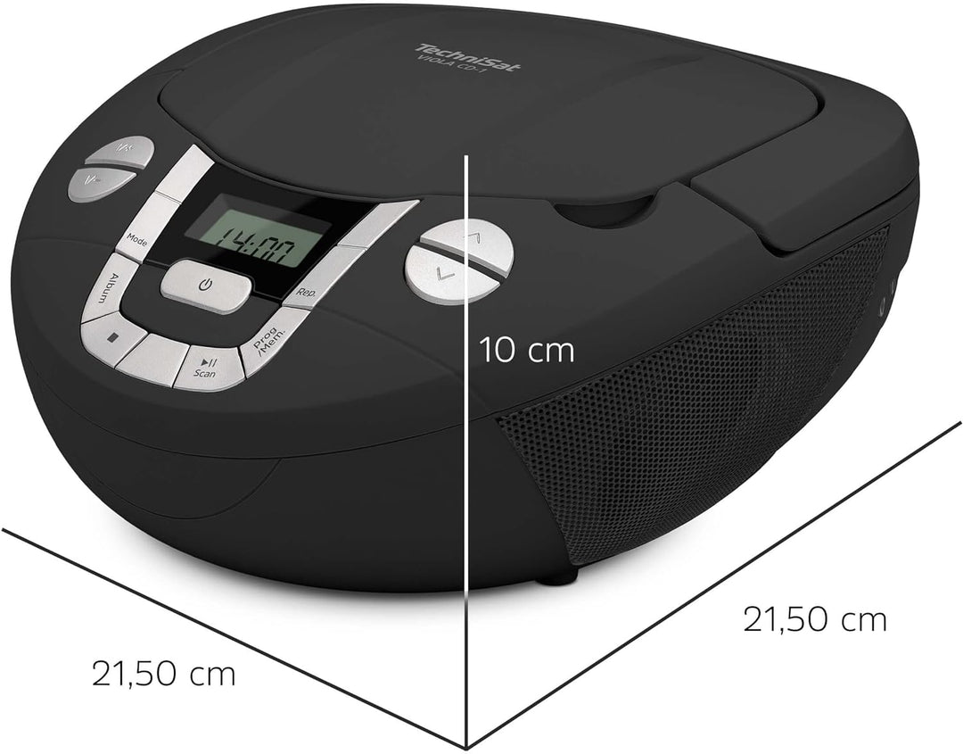 TechniSat Viola CD-1 - tragbarer Stereo CD-Player, Boombox mit praktischem Tragegriff (Radio für Kin