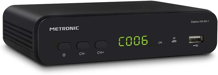 Metronic 441624 Zapbox HD-SH.1 DVB-T2 HEVC Receiver, PVR-Funktion, USB-Buchsen, HDMI, SPDIF, RJ45, F