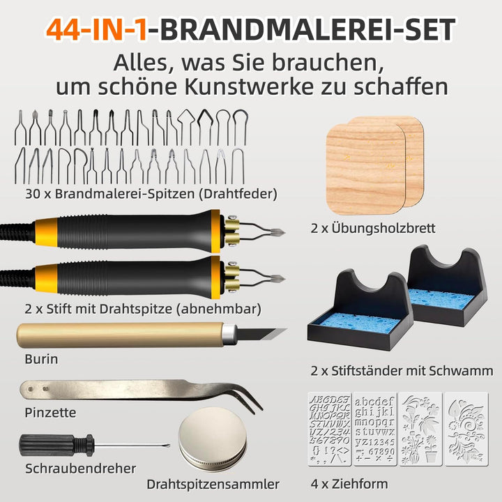 FIRElood LH55-1 Holzverbrennungsset, Brandmalerei-Holzverbrennungswerkzeug-Set mit Brandmalerei-Masc
