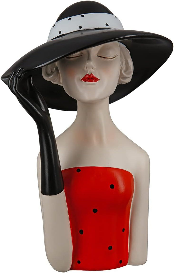 GILDE Deko Skulptur Figur Lady - mit schwarzem Hut - Dekoration und Geschenk - Höhe 29, 5 cm, 37195