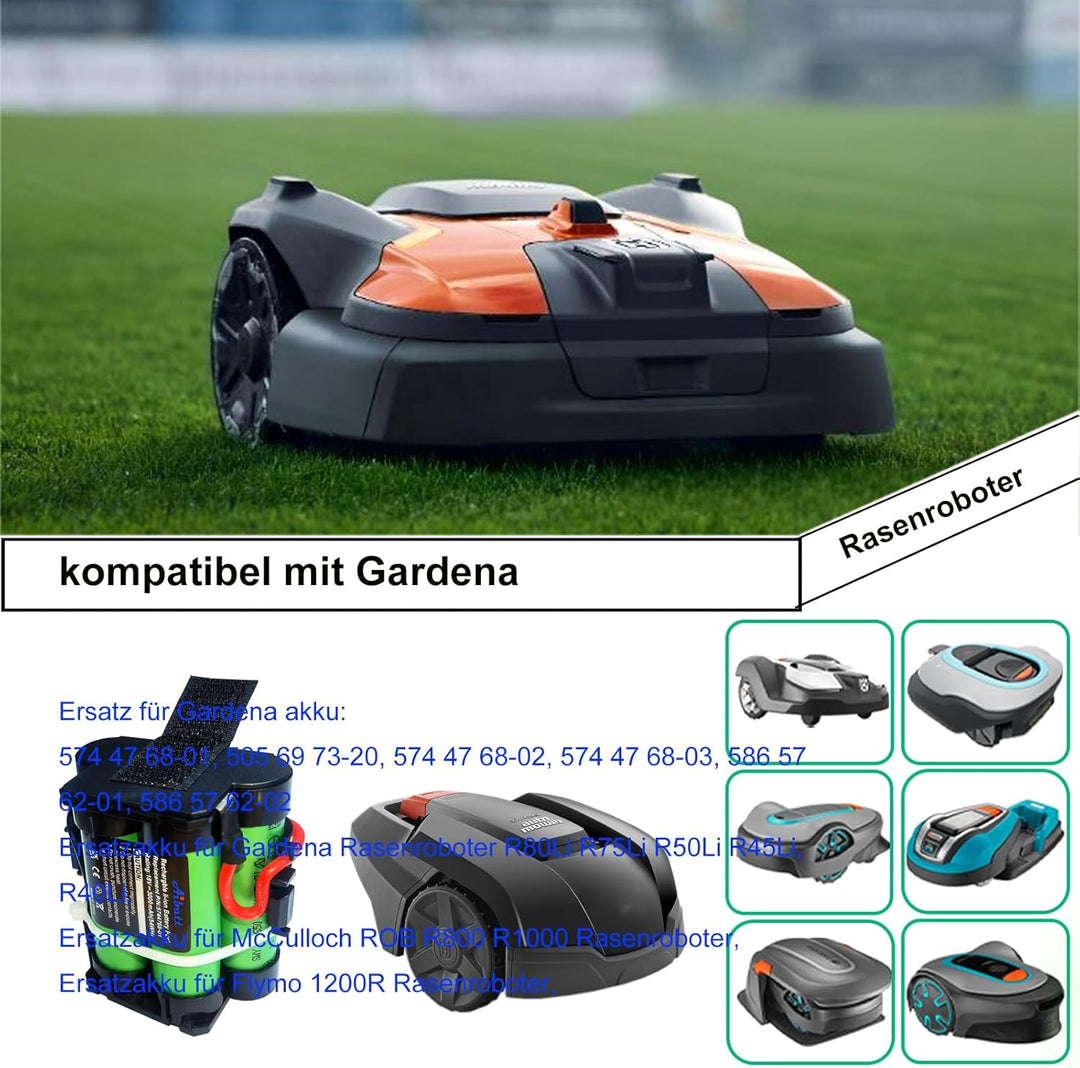 Aibatt 2.5Ah 18V Lithium Akku,Ersatzakku für Gardena R38Li,R40Li,R45Li,R50Li,R70Li,R75Li,R80Li Mähro