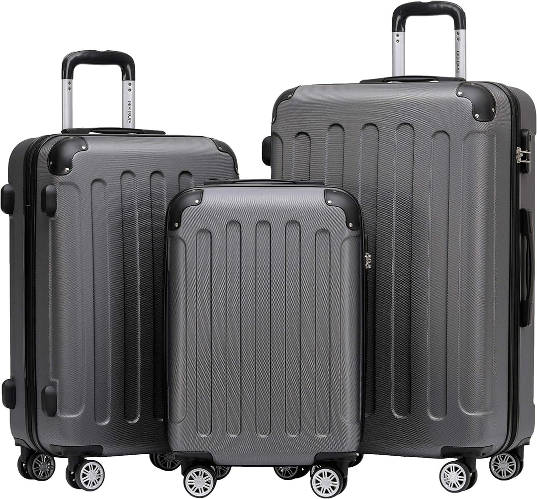 BEIBYE- Hartschalenkoffer Koffer Trolley Rollkoffer Reisekoffer Zahlenschloss 4 Zwilings-Rollen (Dar