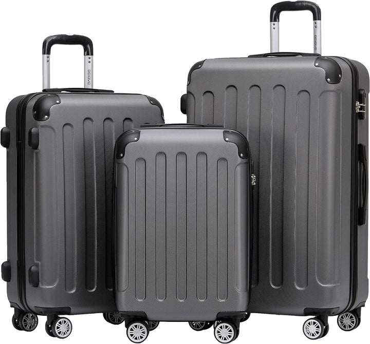 BEIBYE- Hartschalenkoffer Koffer Trolley Rollkoffer Reisekoffer Zahlenschloss 4 Zwilings-Rollen (Dar