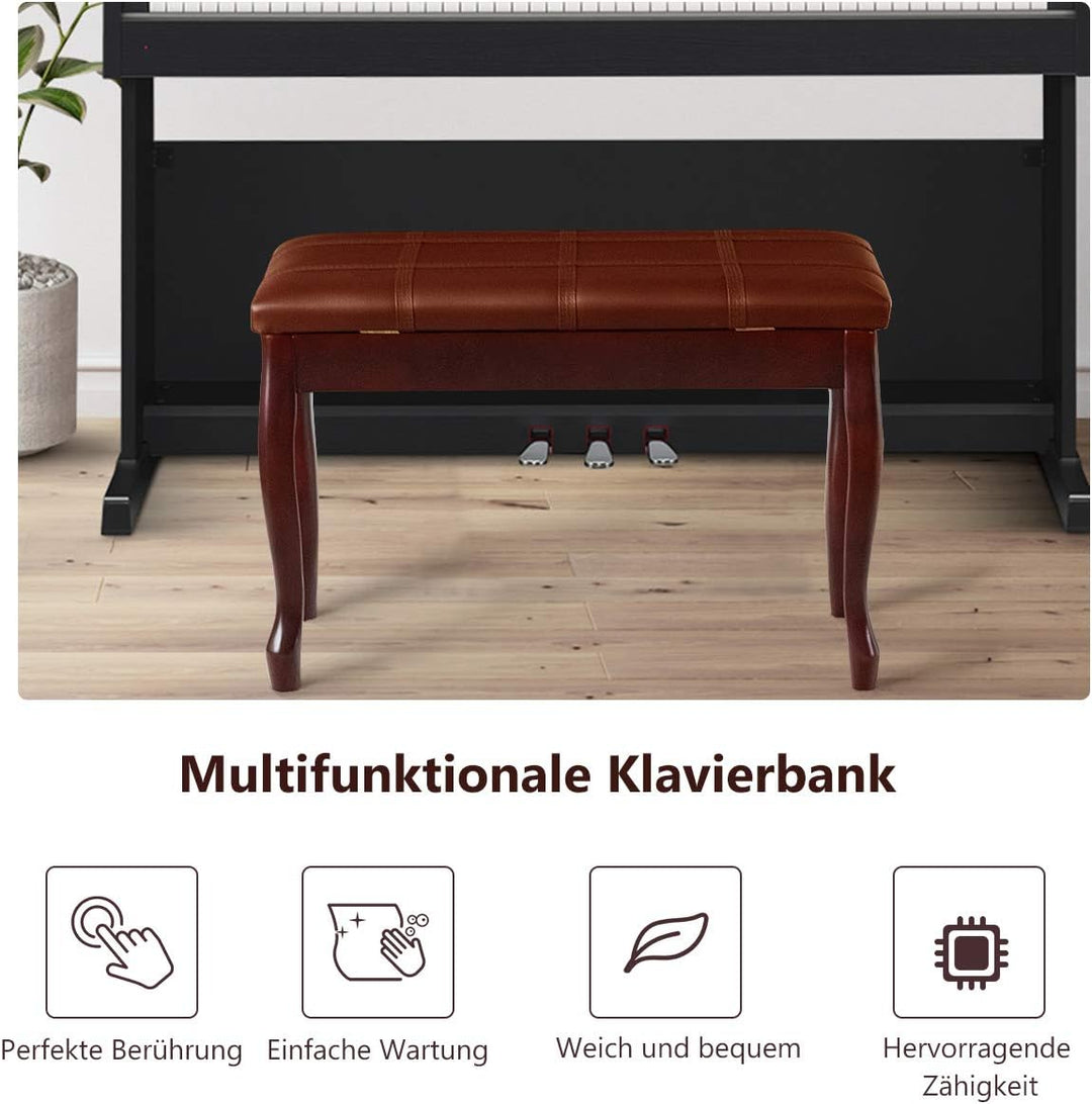 COSTWAY Klavierbank Klavierhocker aus Massivhoz, Pianobank gepolstert, Piano Sitzbank, Keyboardbank