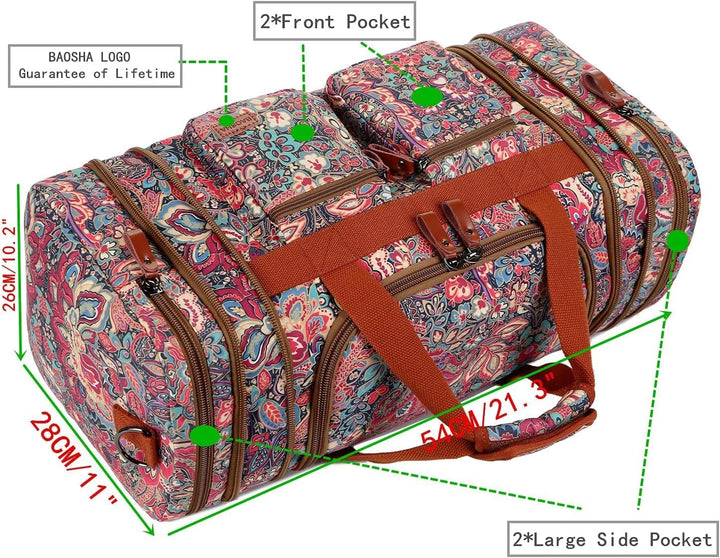 BAOSHA Mehrfarbig Frauen Reisetaschen Reise Duffel Weekender Bag Sporttasche für Damen Carry on Schl