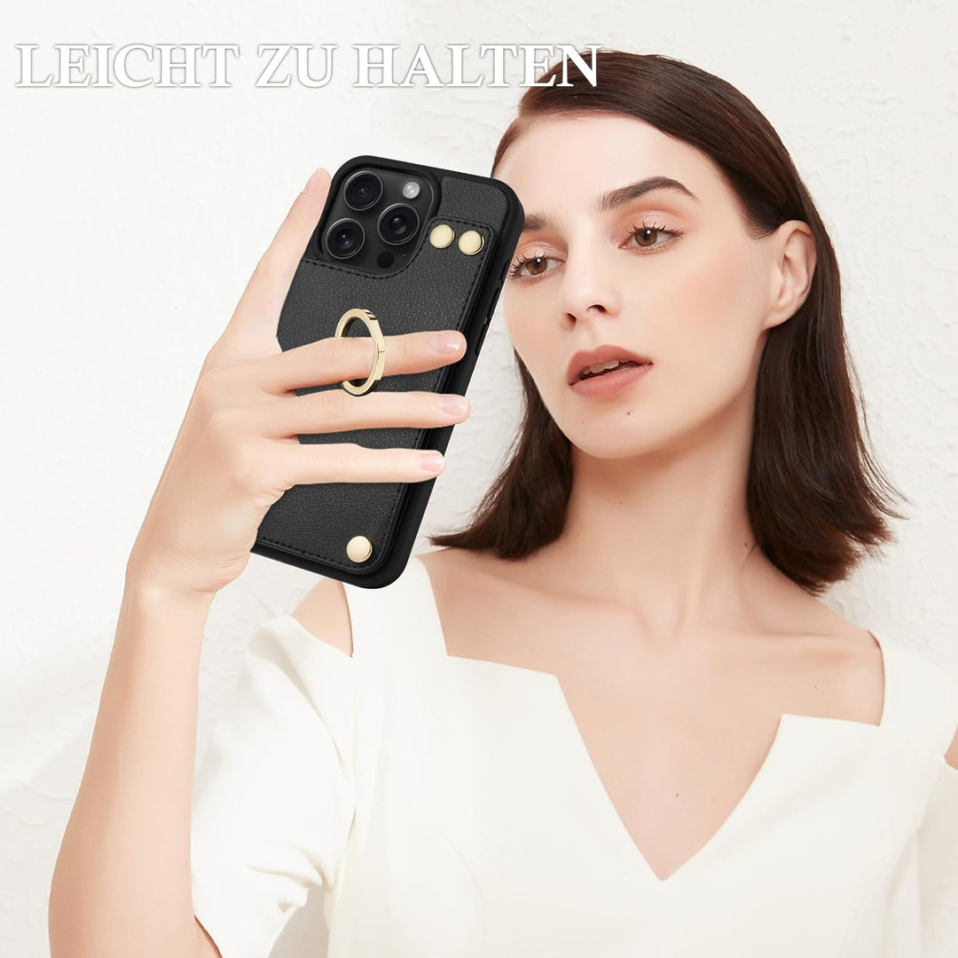 CUSTYPE iPhone 13 Pro Max Hülle, Handyhülle iPhone 13 Pro Max mit Kartenfach und Ringständer, Brieft