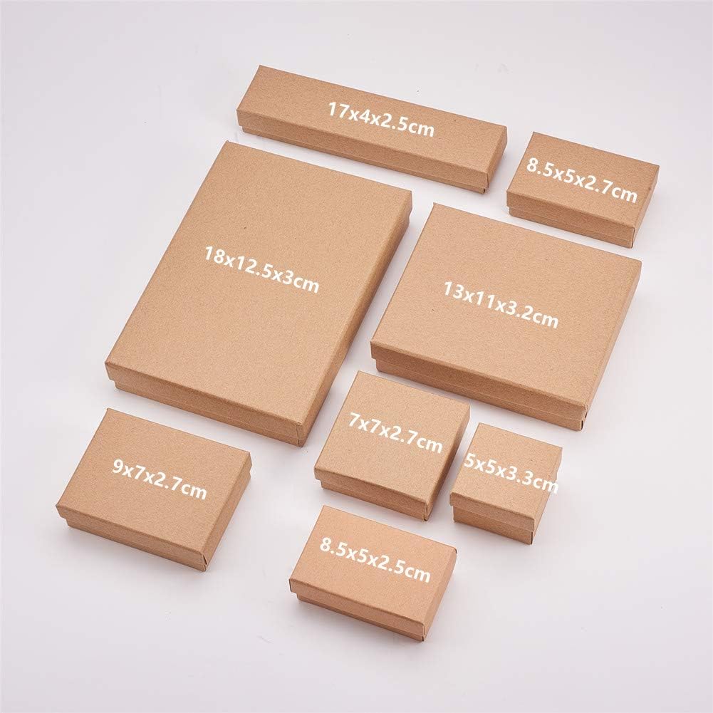 BENECREAT 12 Pack Halskette Ring Box 18x12,5x3cm Kraft Brown Rechteck Karton Schmuckschatullen Gross