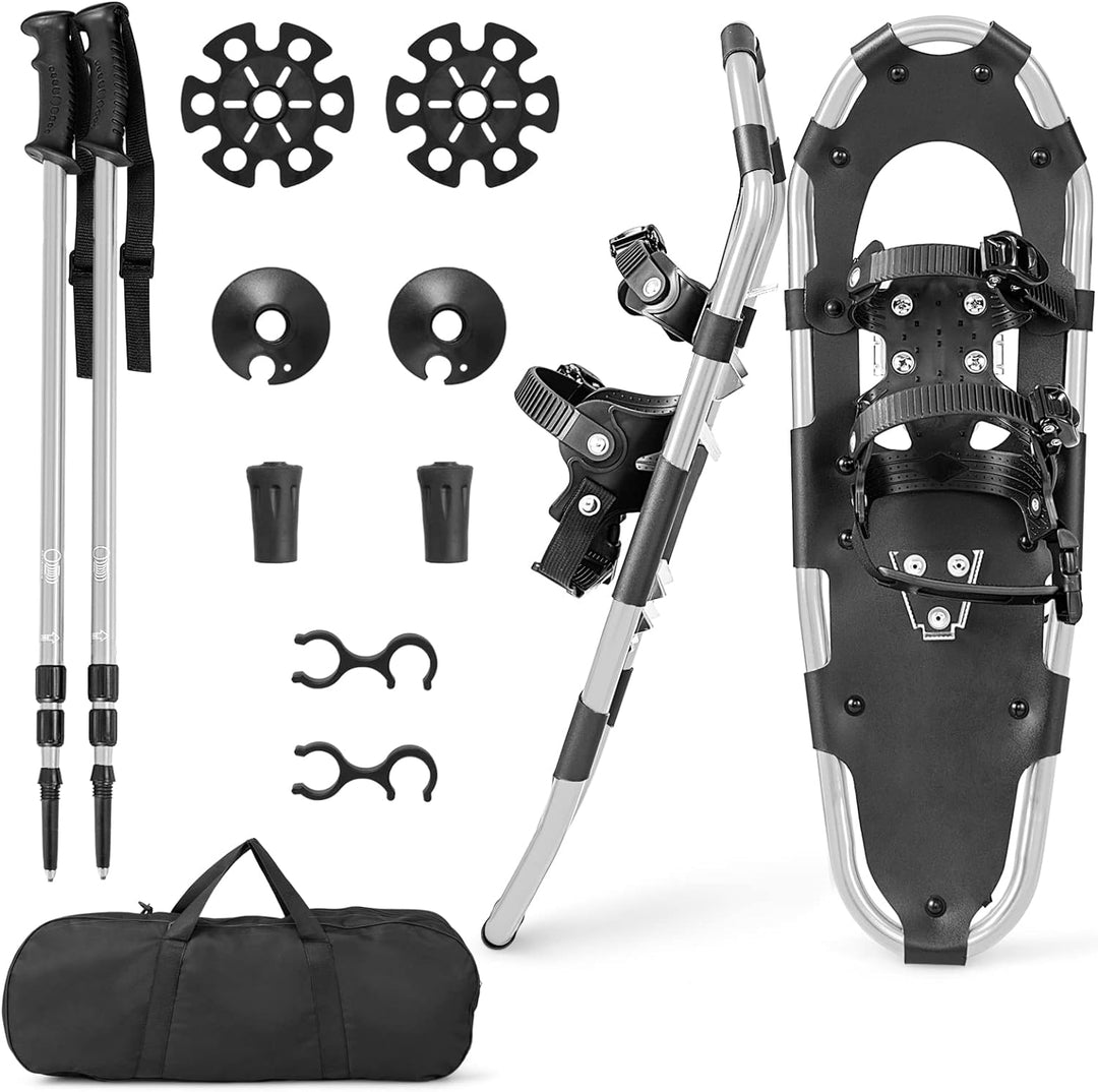 COSTWAY 21 ''/ 25 ''/ 30 '' Schneeschuhe, Schneeschuhe Set mit Steighilfe, Allround 4 IN 1 für Kinde