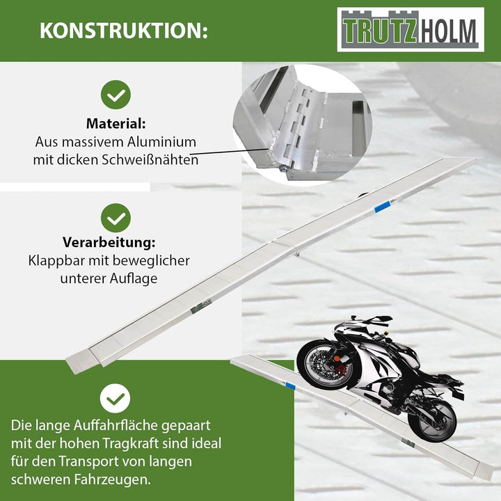 2X TRUTZHOLM Alu Auffahrrampe Eventrampe Verladerampe Rampe Klappbar extra lang 3,05 m 900 kg Tragkr