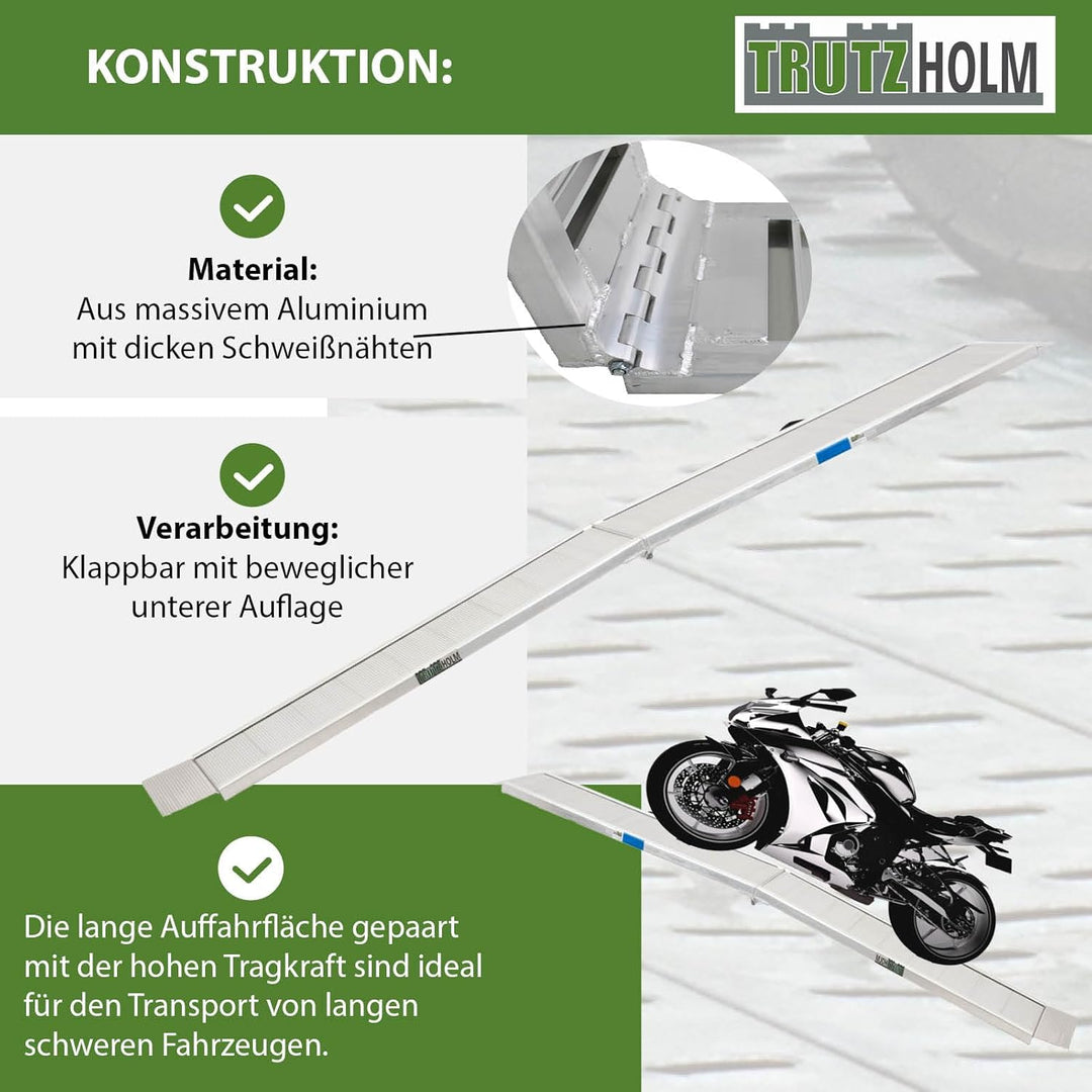 2X TRUTZHOLM Alu Auffahrrampe Eventrampe Verladerampe Rampe Klappbar extra lang 3,05 m 900 kg Tragkr