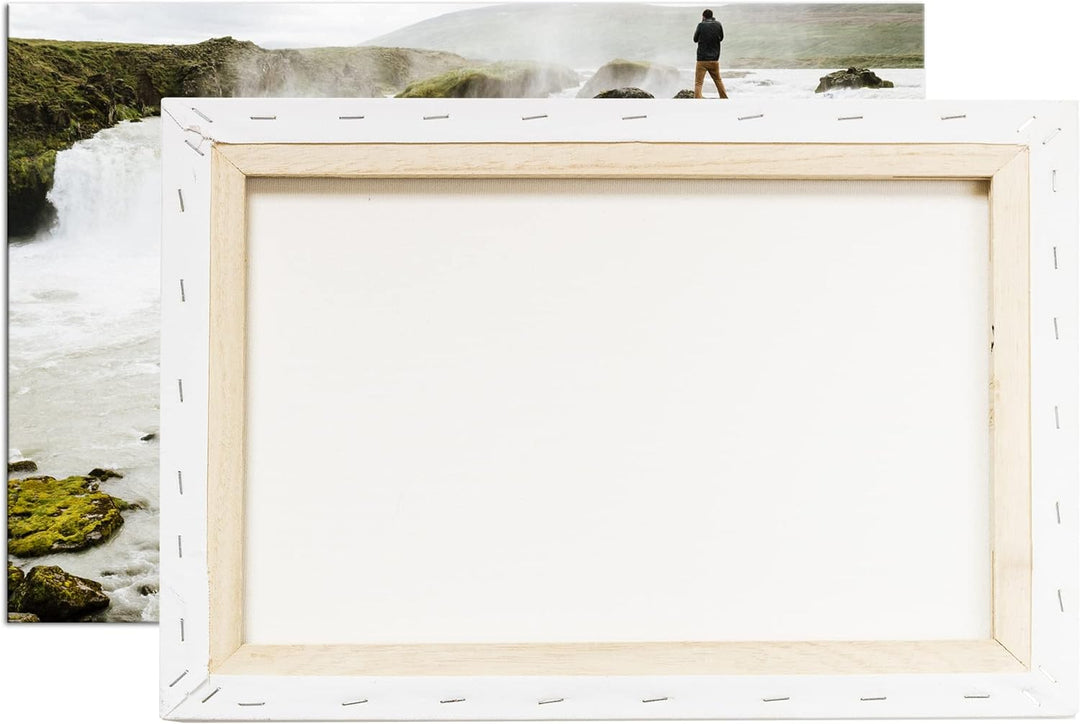 deyoli Klippen mit schönem Wasserfall im Format: 80x60 als Leinwandbild, Motiv fertig gerahmt auf Ec