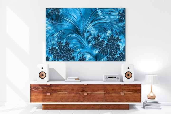 deyoli violettes Fraktal Muster Format: 80x60 Effekt: Monocrome Blau als Leinwand, Motiv fertig gera