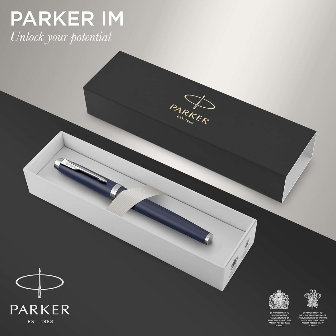 Parker IM Füller | Matte Blue | Füllfederhalter mit feiner Feder und blauer Tinte | Geschenkbox