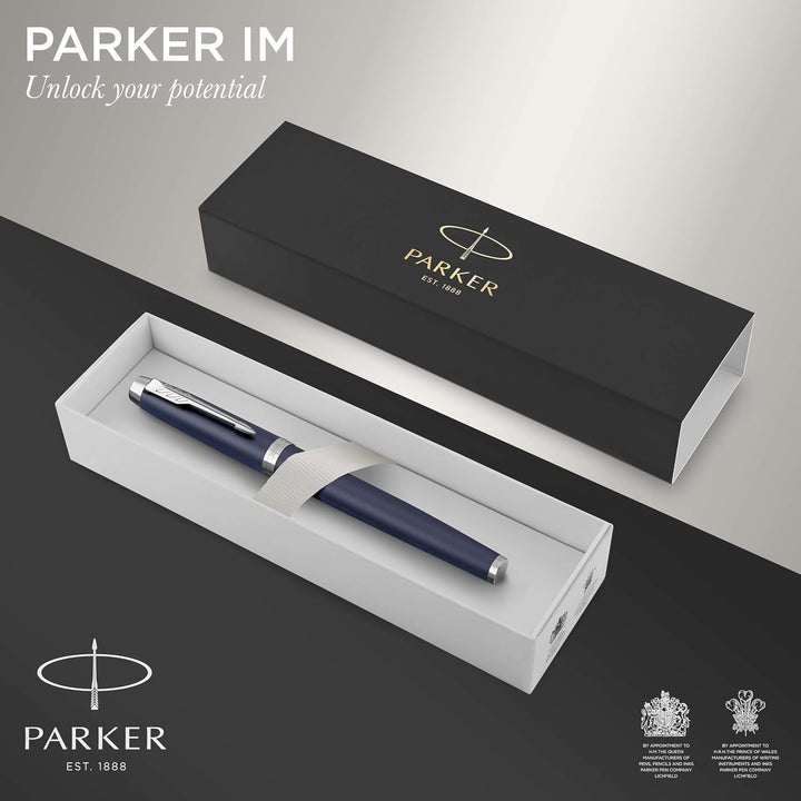 Parker IM Füller | Matte Blue | Füllfederhalter mit feiner Feder und blauer Tinte | Geschenkbox