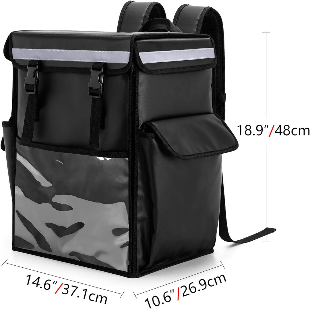 Trunab Food Delivery Rucksack Schwarz, Isolierte Kühltasche Lebensmittel Transport, Öffnendes Oberte
