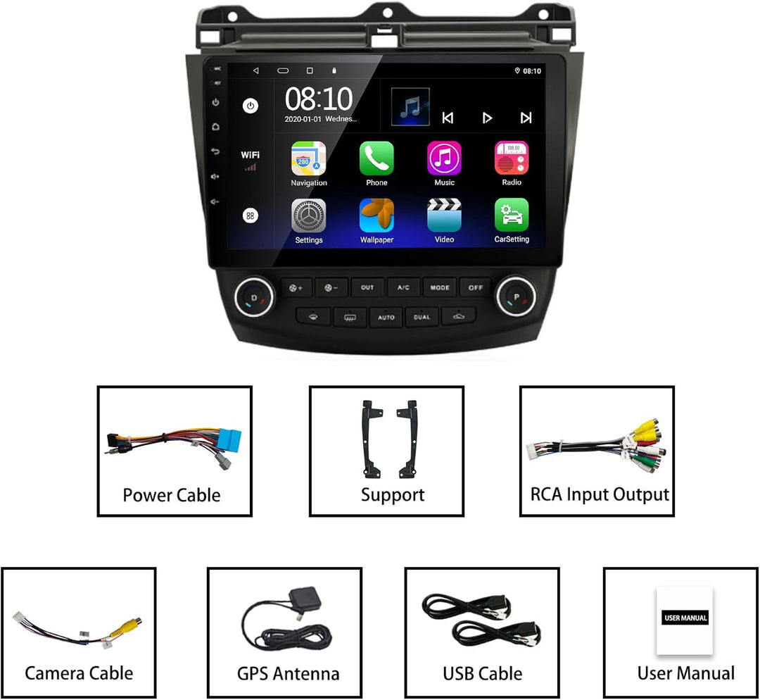 LEXXSON Android 8.1 Autoradio für Honda Accord 7. 2003-2007 | 10,1-Zoll-Touchscreen AM FM-Radio GPS-