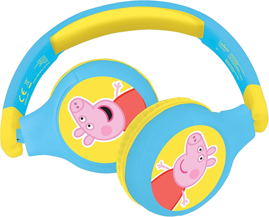 Lexibook, Peppa Pig, 2-in-1-Bluetooth-Kopfhörer für Kinder, Stereo drahtlos/kabelgebunden, kindersic