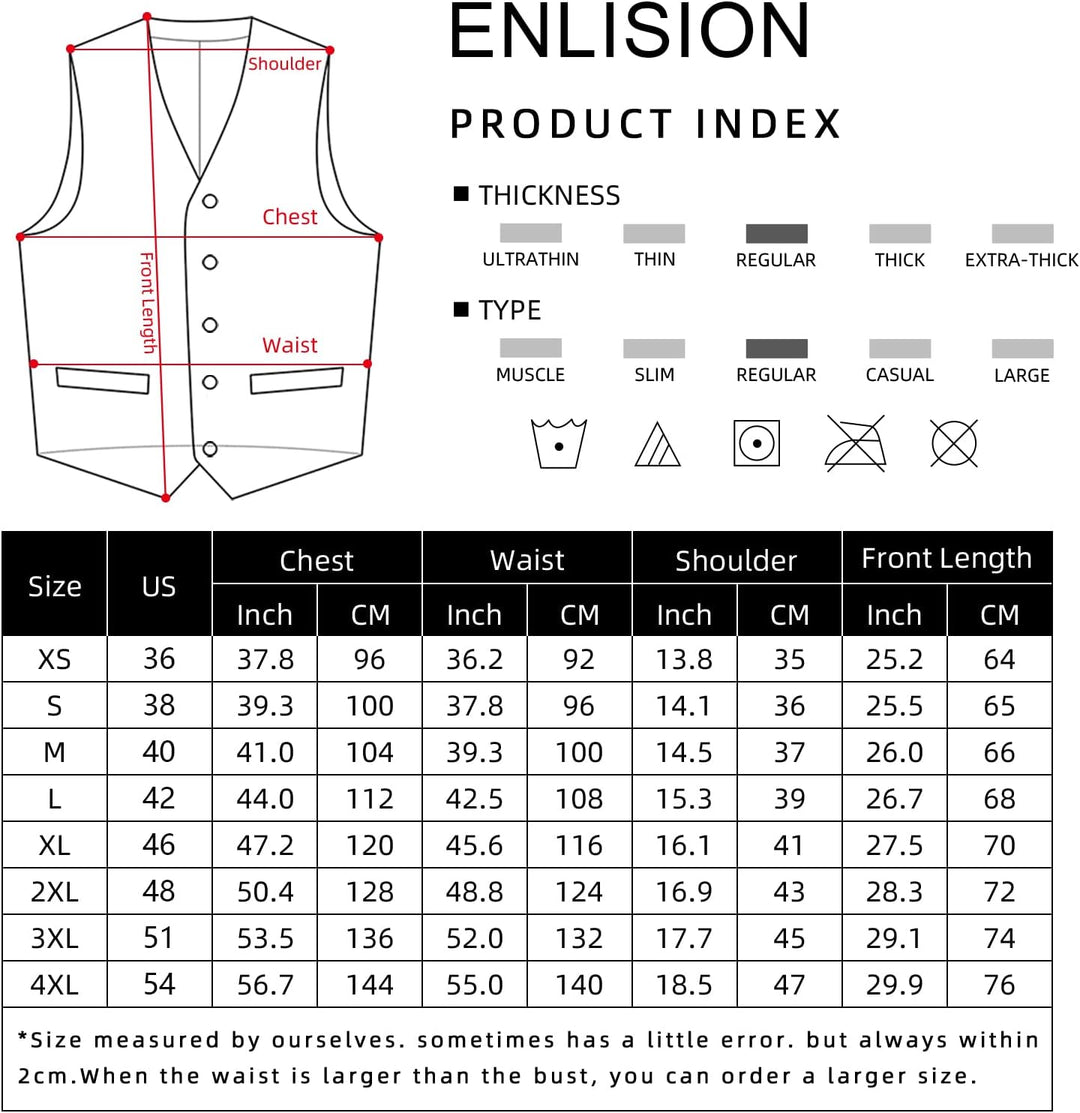 Enlision Anzugweste für Herren Formelle Einfarbige Weste Hochzeit Elegant Anzugwesten Business Weste