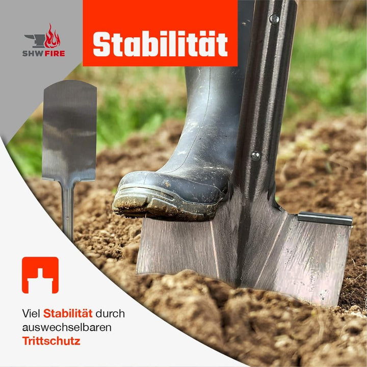SHW-FIRE Baumschulspaten - Robuster Spaten für Harte und steinige Böden - 85cm mit Hickory T-Griff