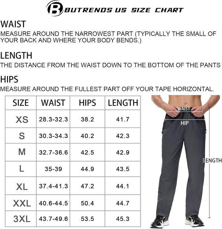 Butrends Herren Wanderhose Leicht Outdoorhose Workout-Laufhosen Atmungsaktive Sporthose XS Dunkelgra