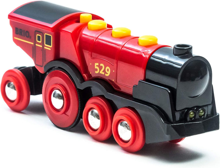 BRIO World 33592 Rote Lola elektrische Lok – Batterie-Lokomotive mit Licht & Sound – Kleinkinderspie