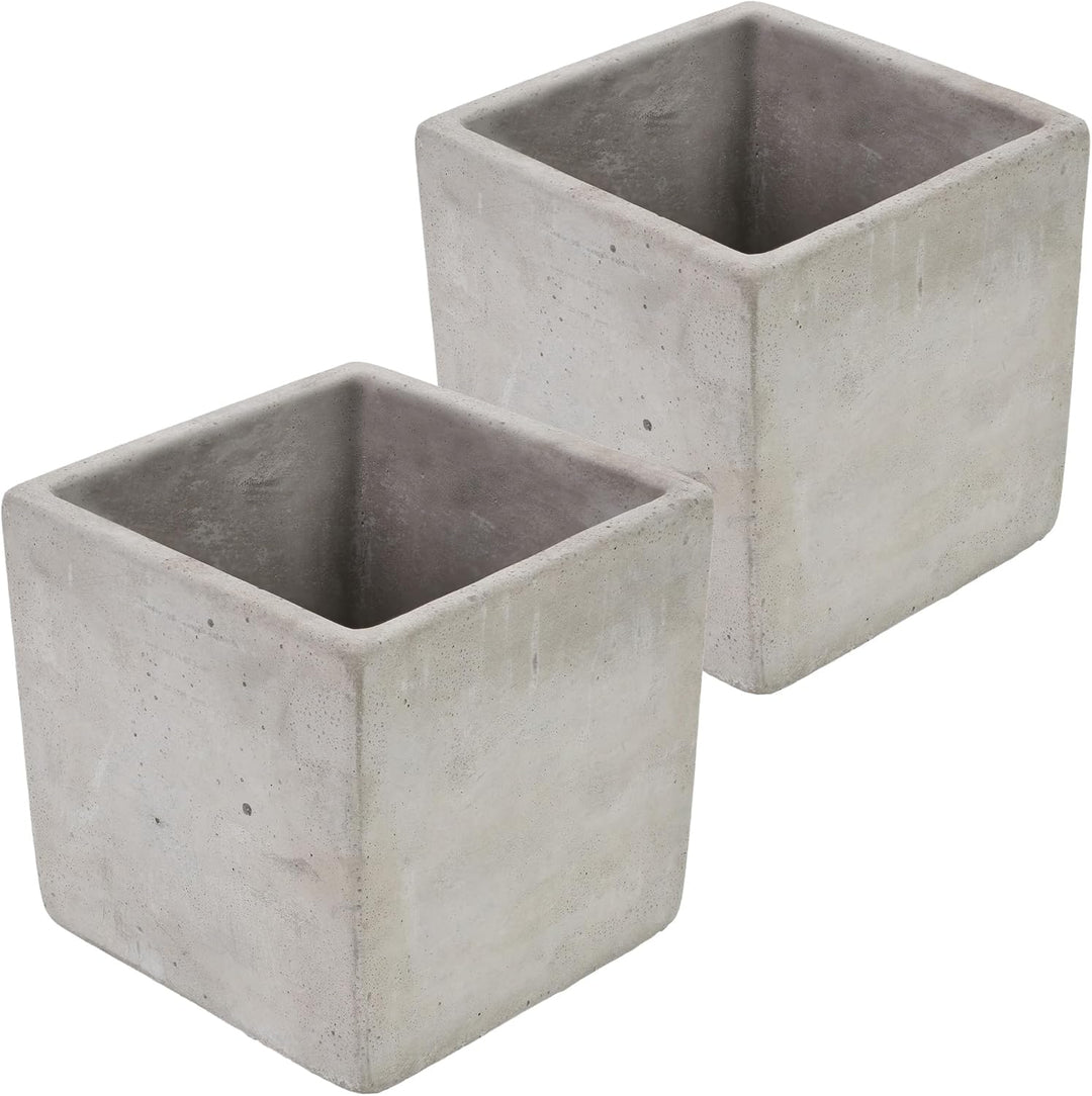 KOTARBAU® 2er Set Blumentopf Übertopf für Blumen Pflanzen aus Dekorativ-Beton Quadratisch 20 x 20 cm