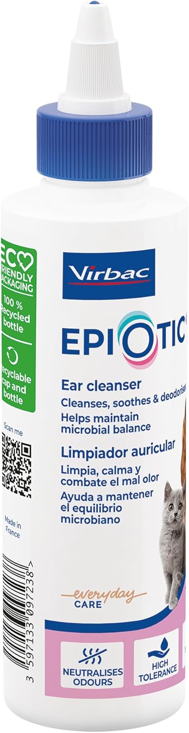 Virbac - Headset-Reinigungslösung für Hunde und Katzen Epiotic 125 ml
