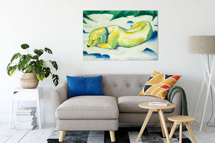 Generisch Franz Marc - Liegender Hund im Schnee als Leinwandbild / Grösse: 100x70 cm / Wandbild / Ku