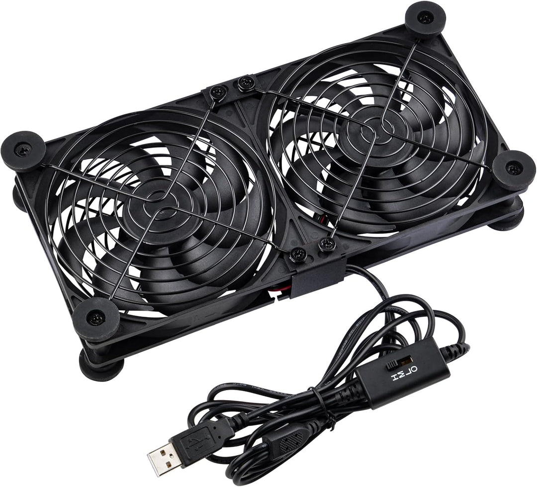 NewHail 2 in 1 Leiser Dual Router Lüfter kühler 120 mm mit 3 Grad Geschwindigkeitsregler (L/M/H), DC