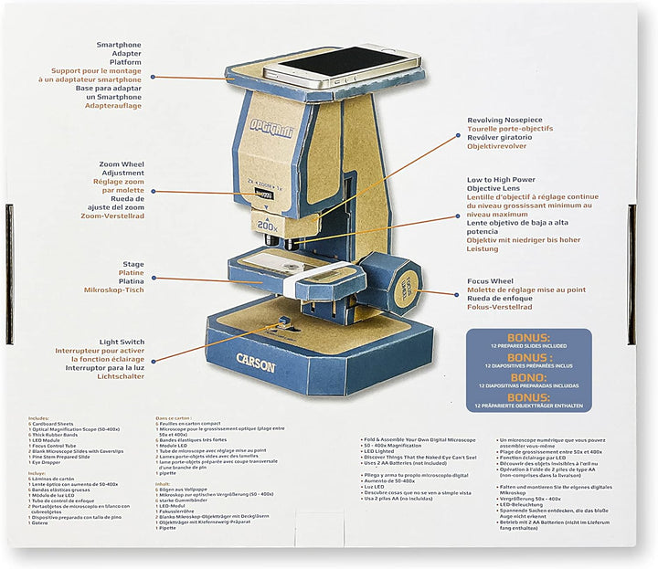 Carson Optigami - Mikroskop zum Selberbauen - Basteln, Forschen, Spass (OG-100), Optigami