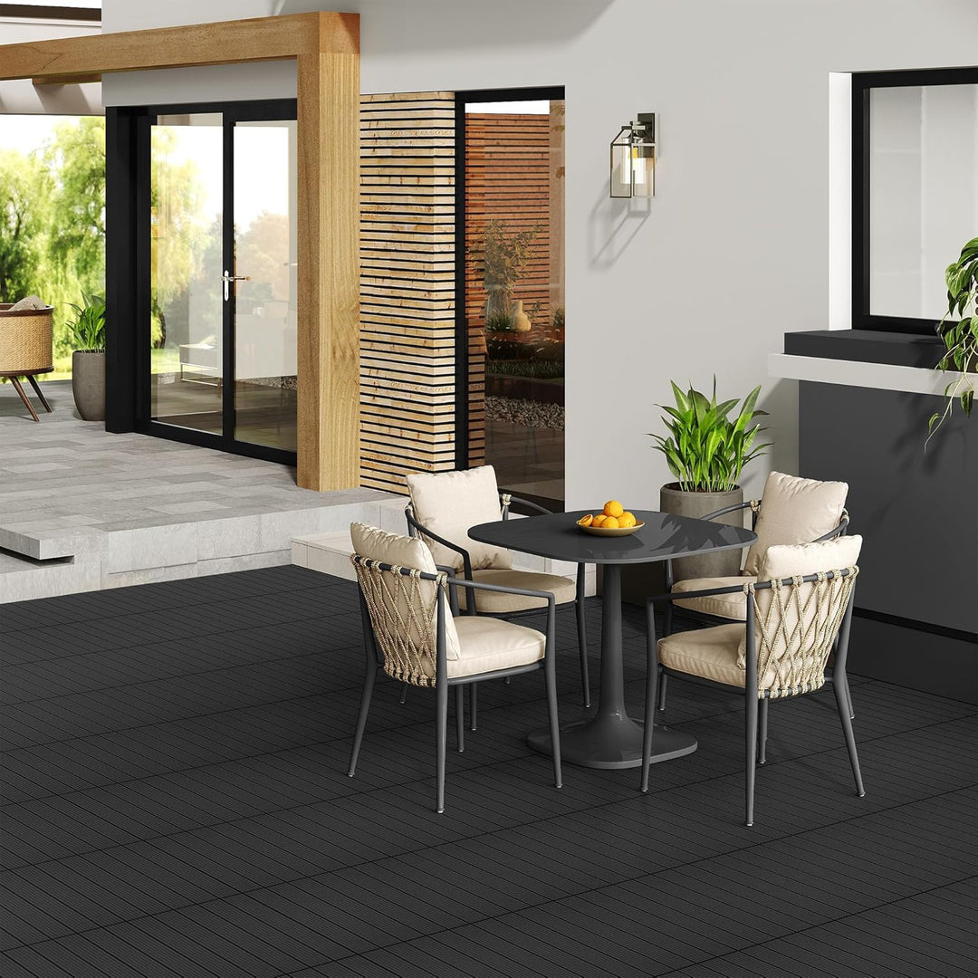 WOLTU WPC Terrassenfliesen Terrassendielen Holz-Optik 30x60cm, Fliese Bodenfliese Klickfliese mit kl