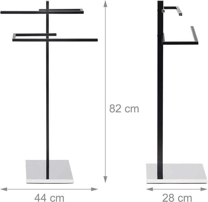 Relaxdays Handtuchständer mit 2 Handtuchstangen in U-Form HBT 82 x 44 x 28 cm Handtuchhalter stehend