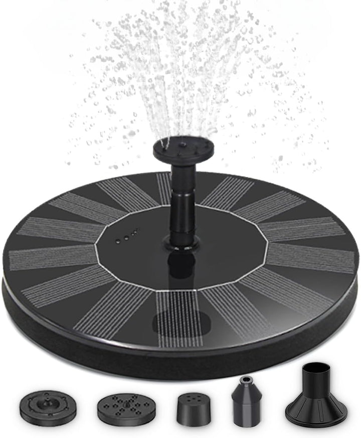 Solarbrunnen Wasser-Fontäne für draussen - 16 cm Schwimmende Solar Wasserpumpe mit 5 wechselbaren Au