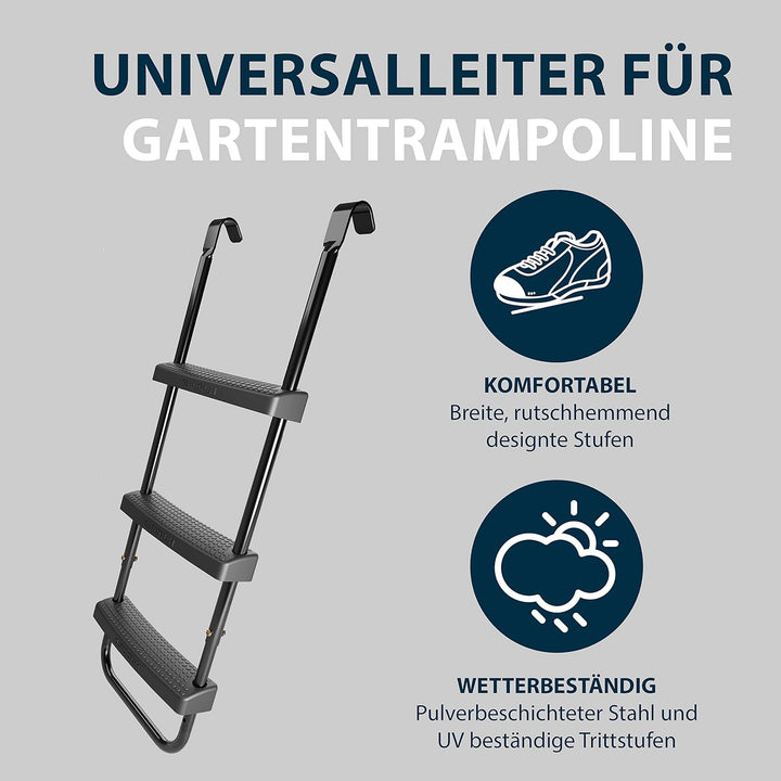 HUDORA Universalleiter - rutschhemmende Trampolinleiter mit breiten Stufen - höhenverstellbare Siche
