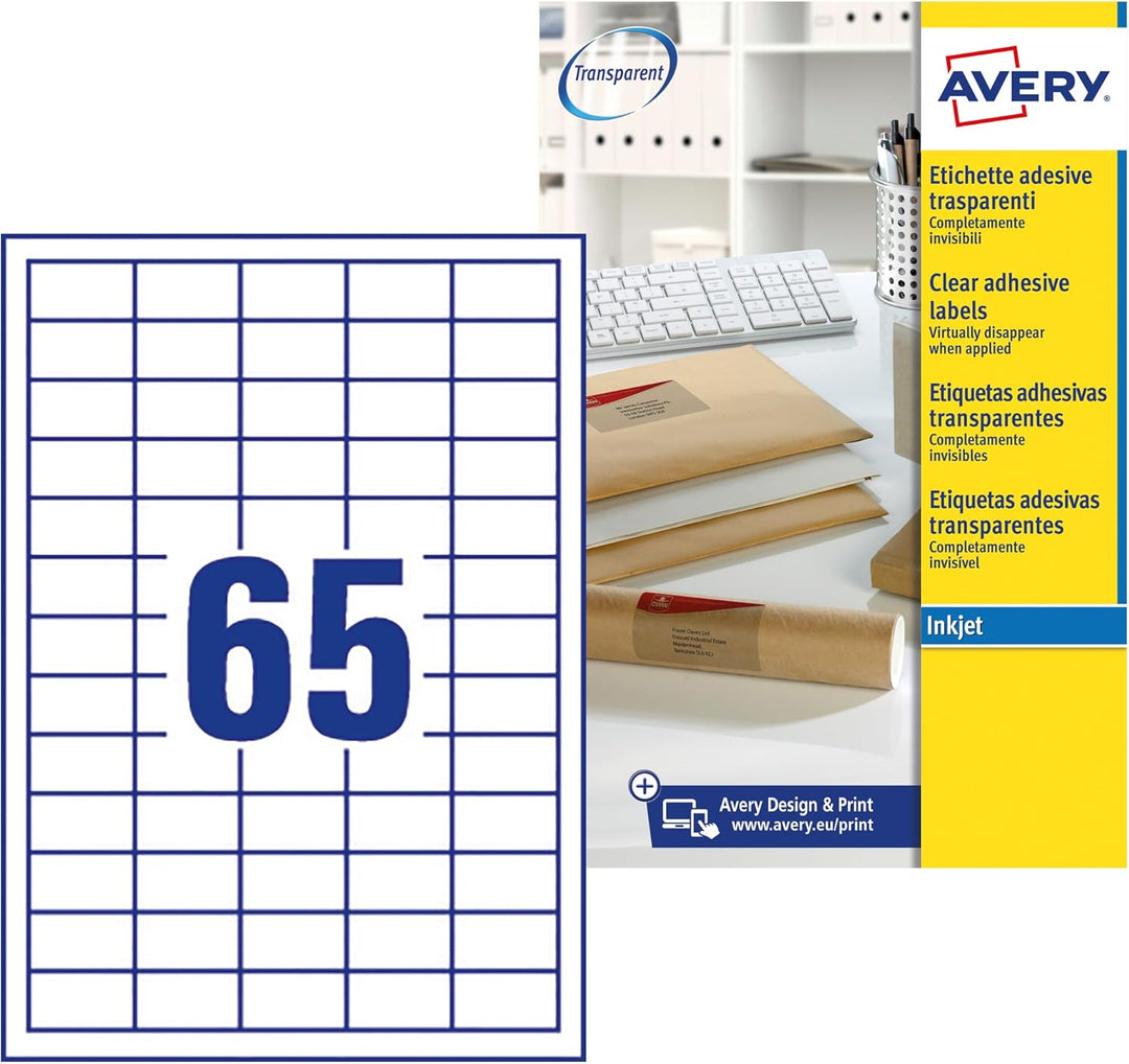 Avery Mini-Etiketten (für Tintenstrahldrucker) transparent