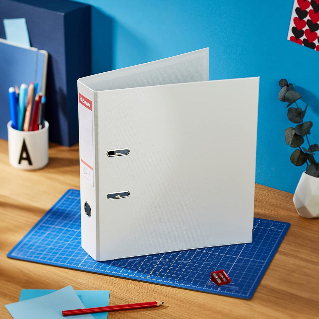 Esselte Ordner breit, DIN A4, 10er Pack, 7,5 cm Rückenbreite, Kunststoff-Ordner, weiss, Vivida, 8113