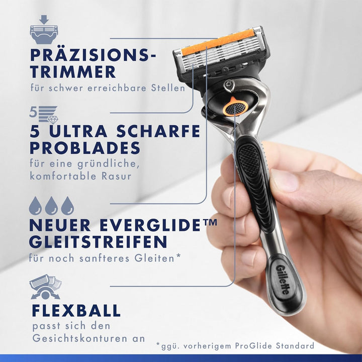 Gillette Fusion5 Proglide 1 Rasierer 8 Ersatzklingen mit neuem Everglide Gleitstreifen für noch sanf