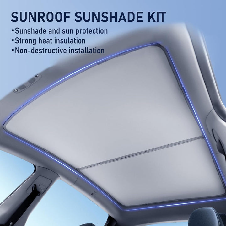 Tesla 2023-2021 Model Y Sonnenblenden für Glasdach, Auto Schiebedach Glas Schatten faltbar Sonnensch