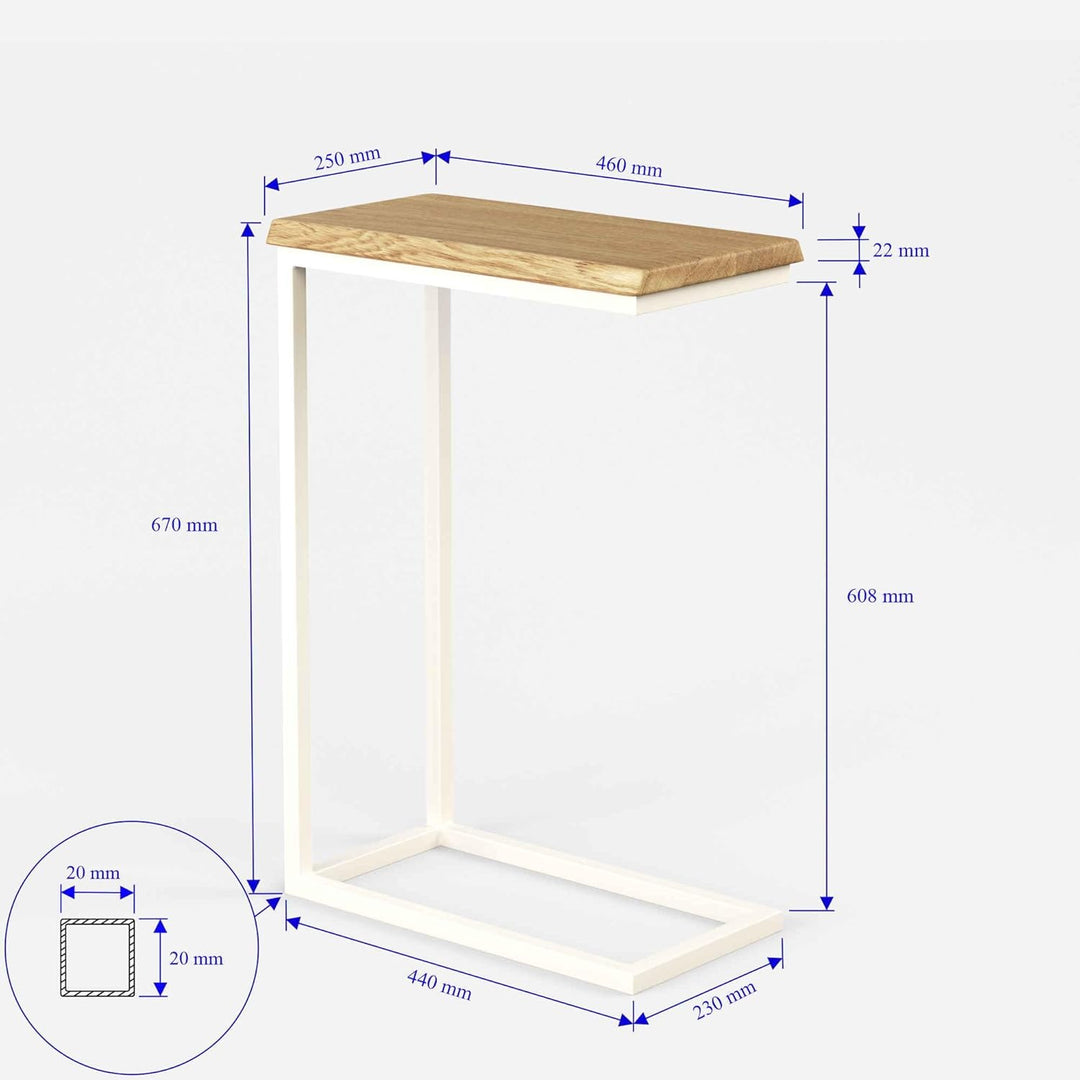 BestLoft® Beistelltisch San Jose Laptoptisch (Gestell weiss+Platte hell MIT Baumkante), Gestell Weis