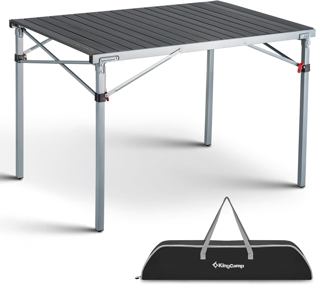 KingCamp Campingtisch Klapptisch Gartentisch Leichtgewicht für 4-6 Personen Silber Schwarz